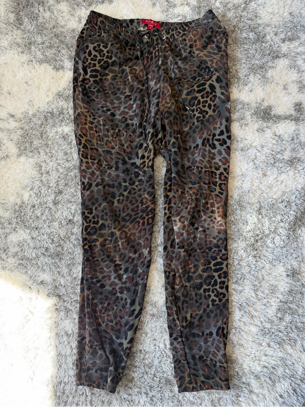 Guess Women’s Leopard Print Pants - Olive/Brown/Black
